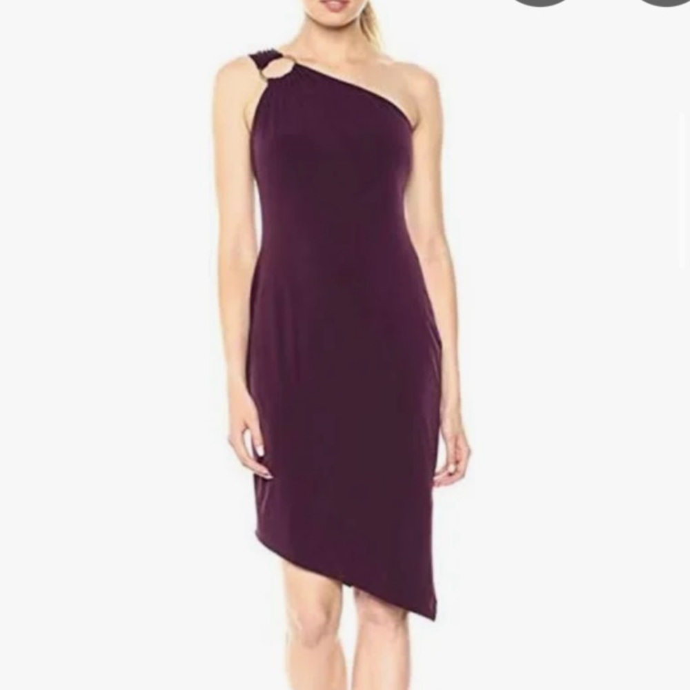 Calvin Klein Purple Asymmetrical One-Shoulder Cocktail Dress